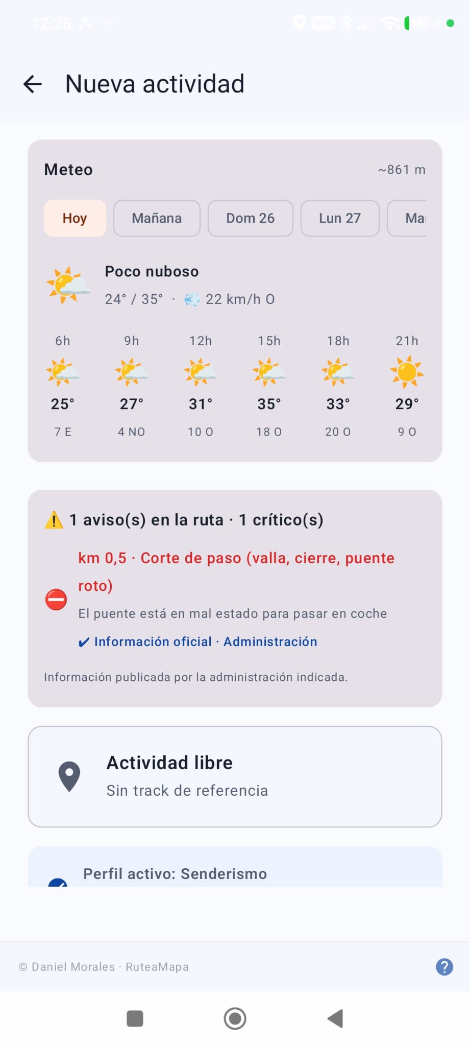 Vista previa de avisos de seguridad en el mapa