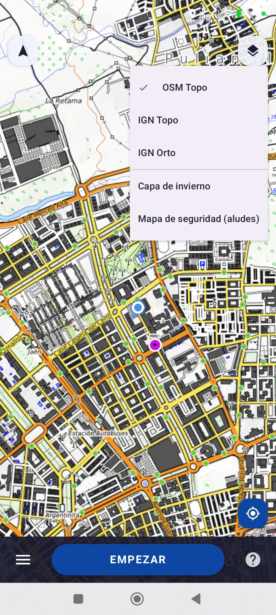 Selector de capas con Mapa de seguridad